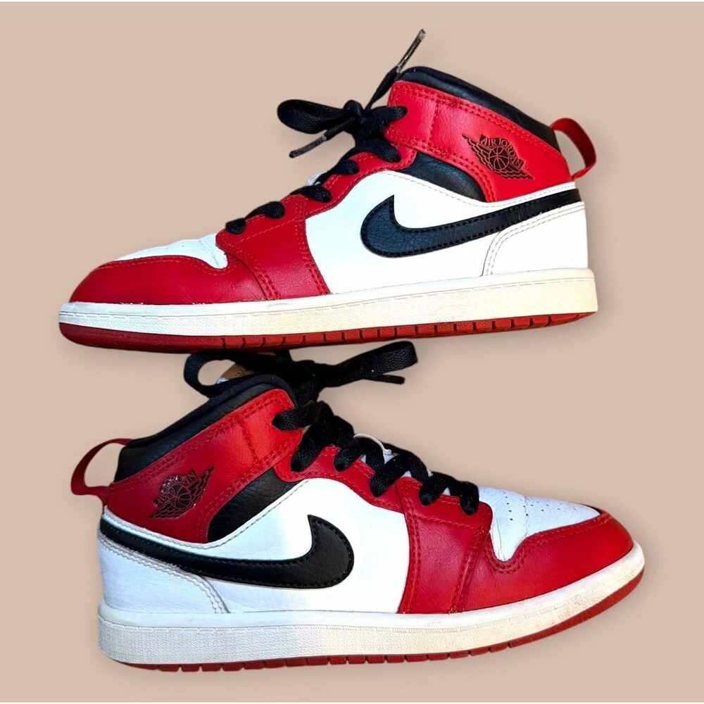 Jordan Air Jordan 1 Unisex Kids High Top Leather Sneakers Red/White/Black US 2Y
